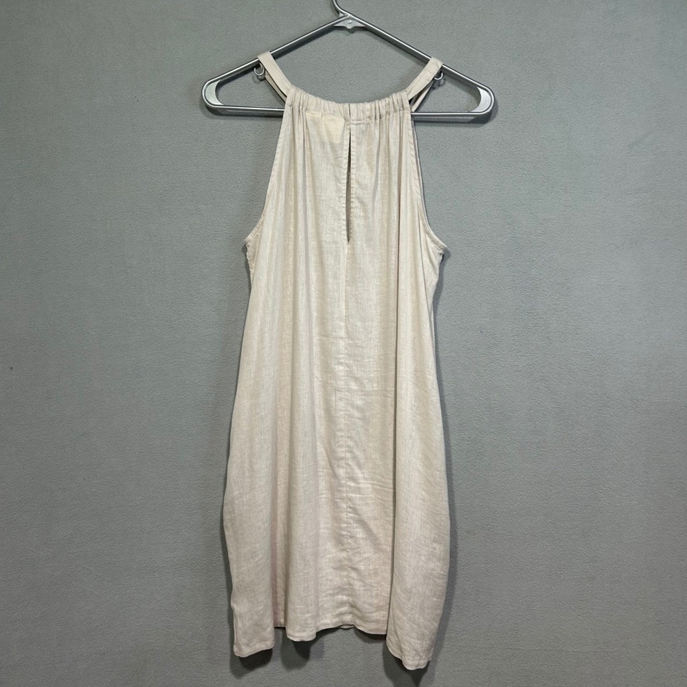 C&C California Halter Dress Womens Small Cream Linen Blend Shift Mini - Picture 3 of 6